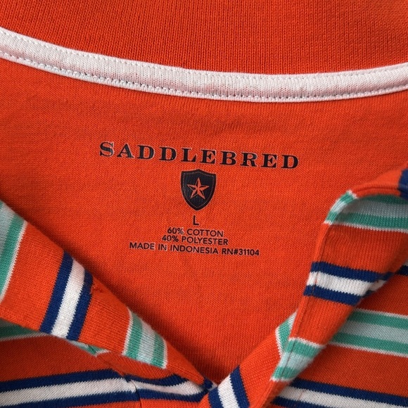 Saddlebred Orange stripped polo size large - Picture 3 of 3